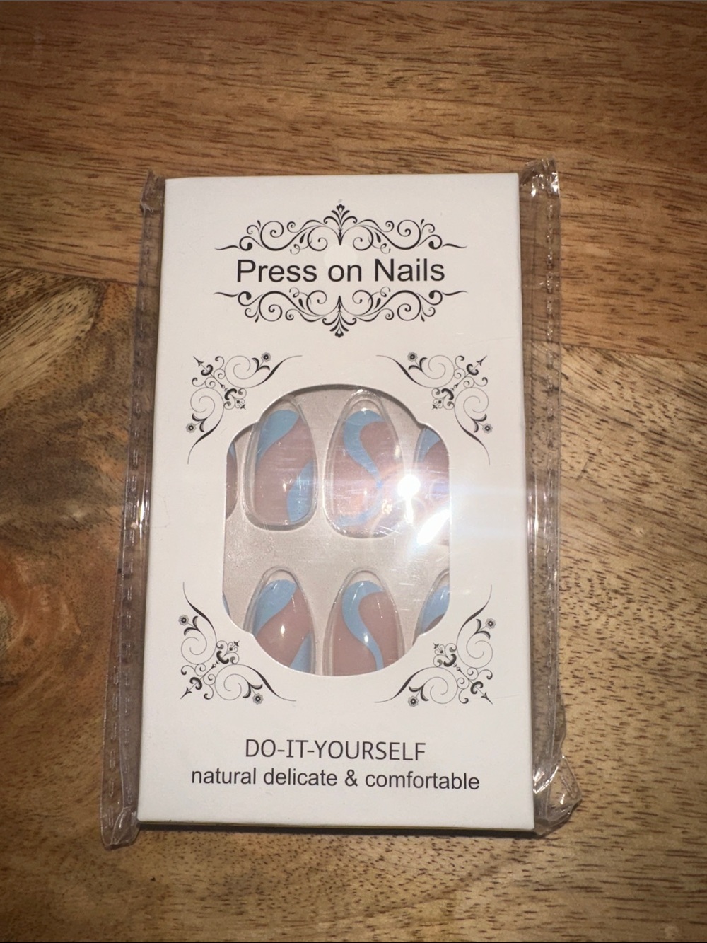 Amazon Blue and Nude Press-On Nails